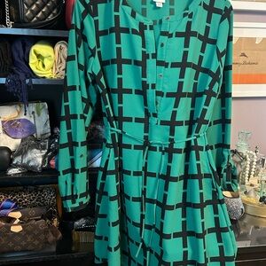 Merona Teal and Black Long Sleeve Dress